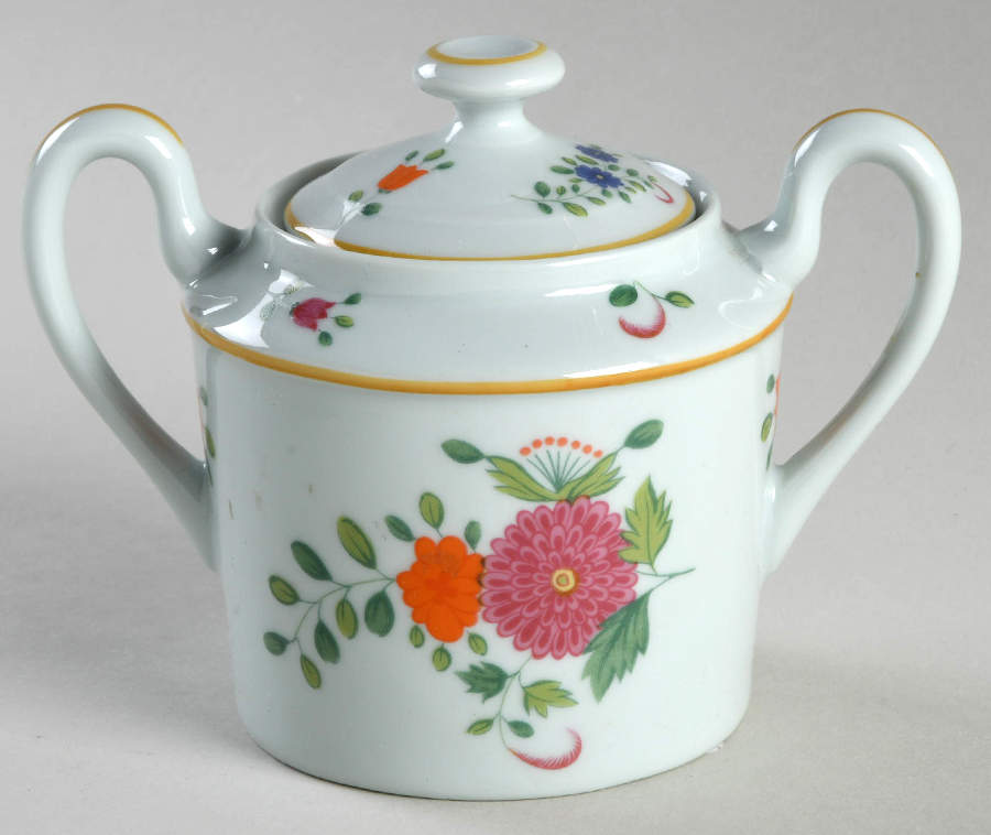 Chine Petit Panier Chinois Celadon Sugar Bowl & Lid by Raynaud-1