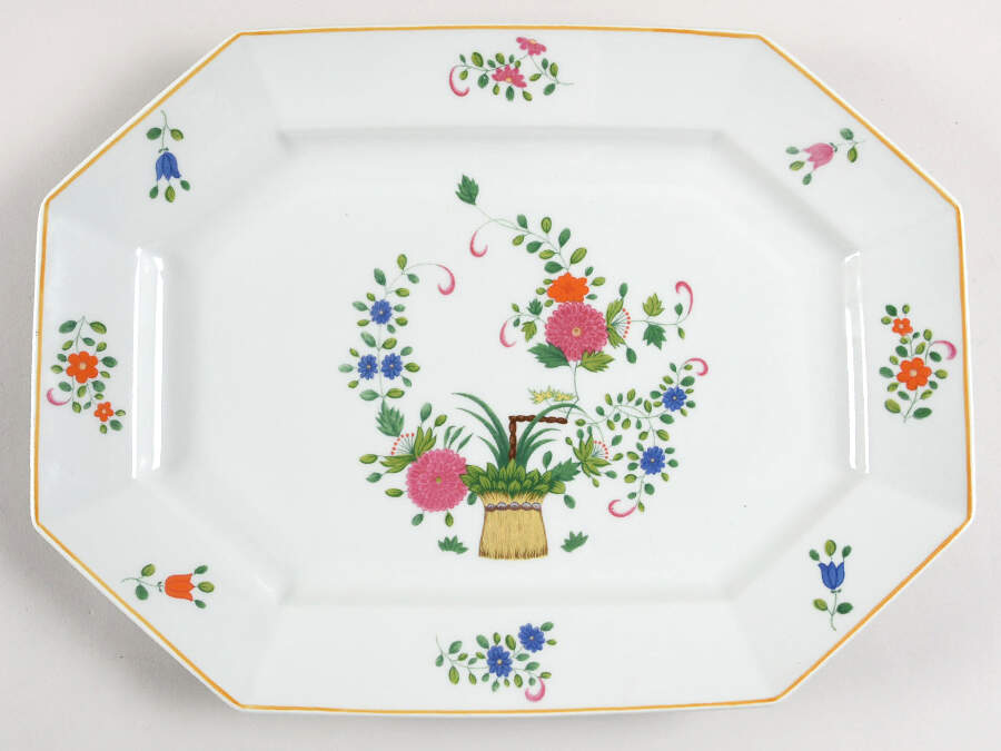 Chine Petit Panier Chinois Celadon 14" Oval Serving Platter by Raynaud-1