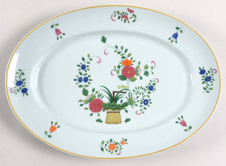 Chine Petit Panier Chinois Celadon 13" Oval Serving Platter by Raynaud-1