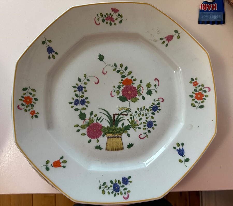Chine Petit Panier Chinois Celadon Octagonal Chop Plate by Raynaud-1