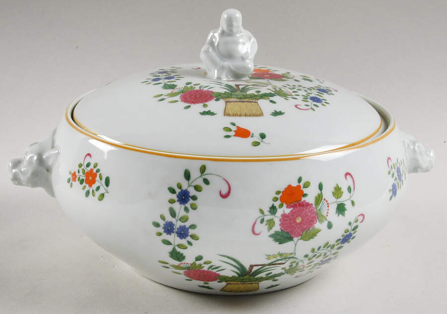 Chine Petit Panier Chinois Celadon Round Covered Vegetable by Raynaud-1