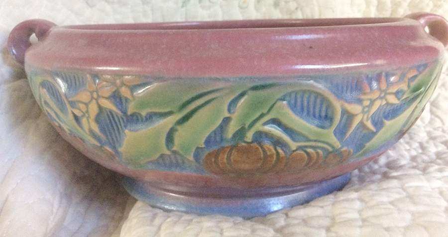 Baneda Pink 6" Round Handled Bowl by Roseville-1