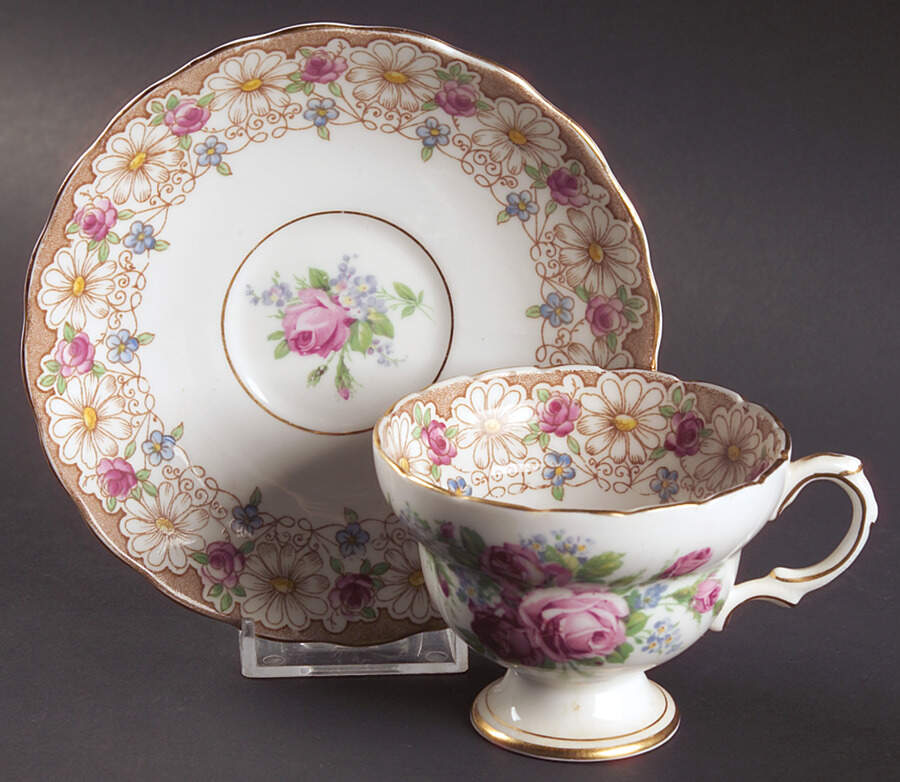 4866 Brown Footed Cup & Saucer Set by Rosina-Queens-1