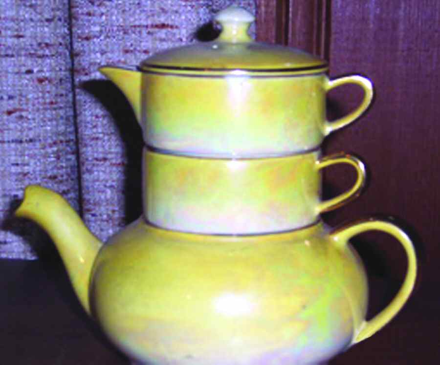 Lustreware Yellow Mini Teapot Stacking Set (Creamer, Sugar) by Royal Winton-1
