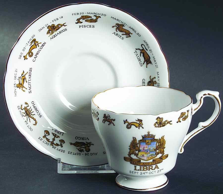 Signs of the Zodiac Footed Cup & Saucer Set by Regal (England)-1