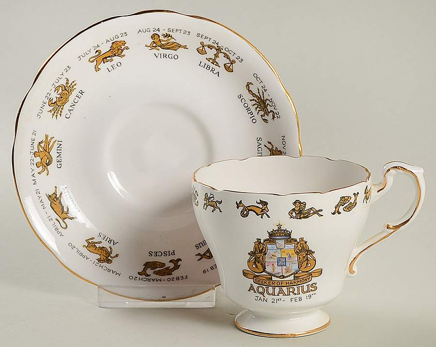Signs of the Zodiac Footed Cup & Saucer Set by Regal (England)-1