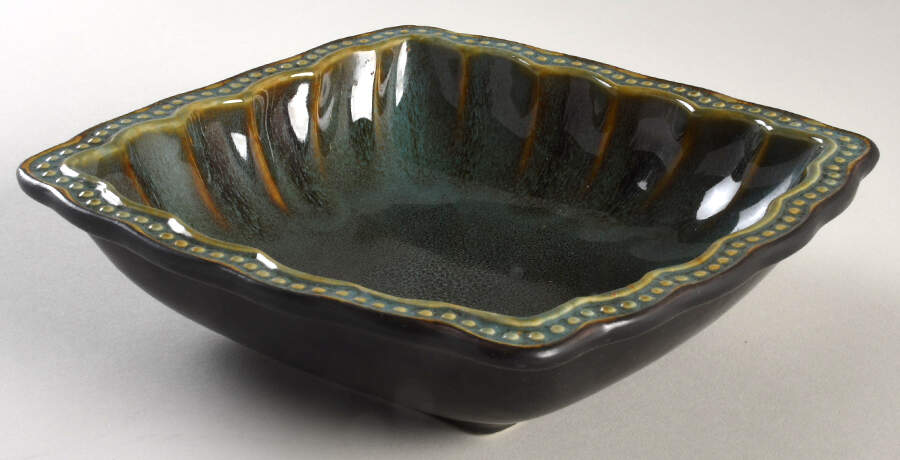 Hobnail Fall Green Square Soup Bowl by Roscher & Co-1