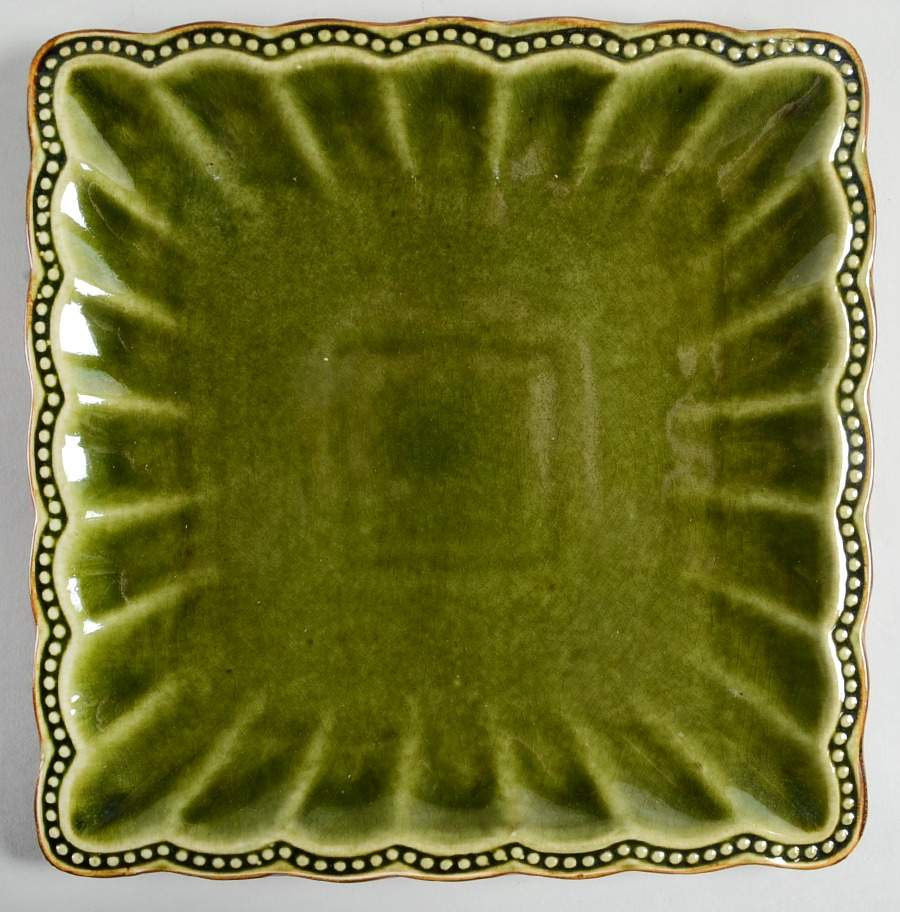 Hobnail Fall Green Square Dinner Plate by Roscher & Co-1