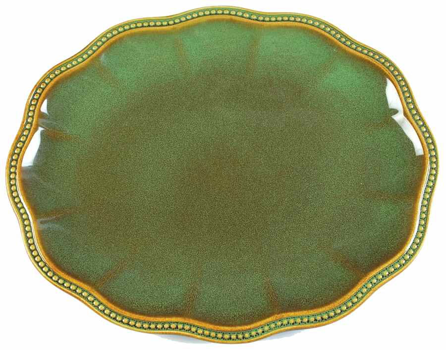 Hobnail Fall Green 16" Oval Serving Platter by Roscher & Co-1