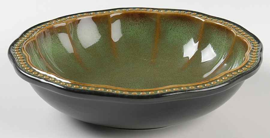 Hobnail Fall Green Rim Soup Bowl by Roscher & Co-1
