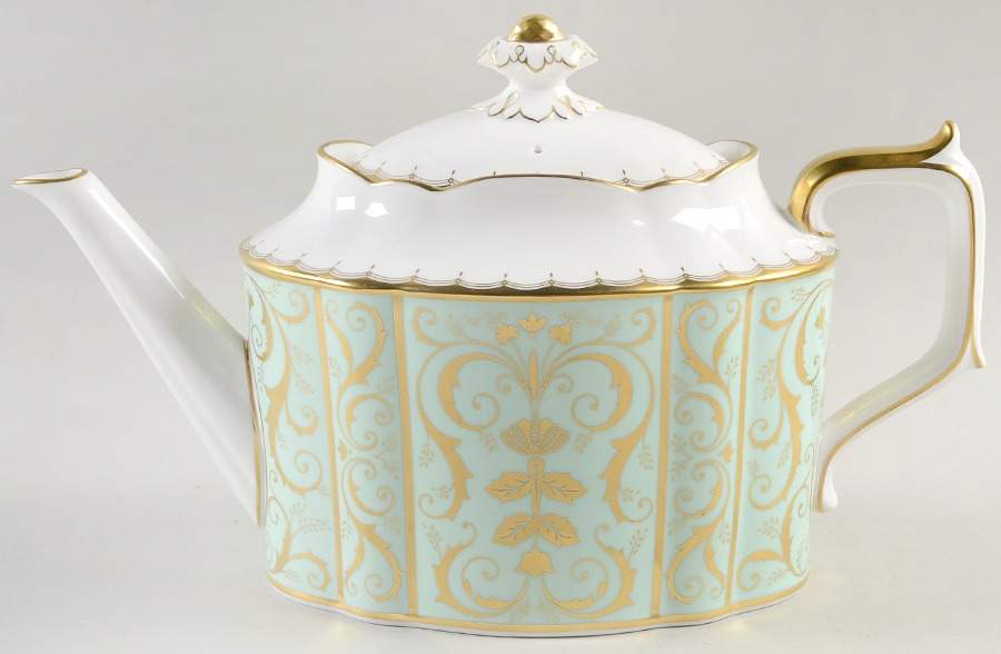 Darley Abbey Harlequin Green Teapot & Lid by Royal Crown Derby-1