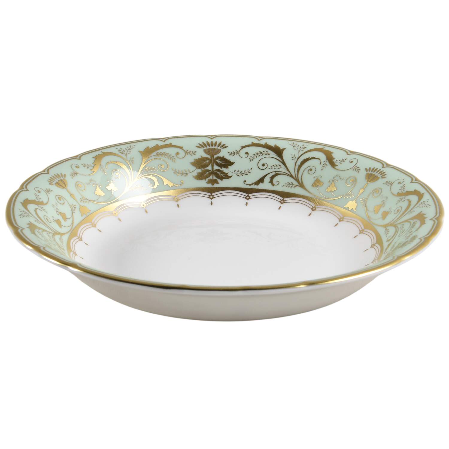 Darley Abbey Harlequin Green Coupe Cereal Bowl by Royal Crown Derby-1