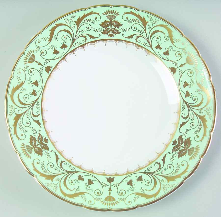 Darley Abbey Harlequin Green Dinner Plate by Royal Crown Derby-1