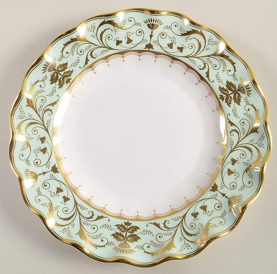 Darley Abbey Harlequin Green Sheffield Dessert Plate by Royal Crown Derby-1
