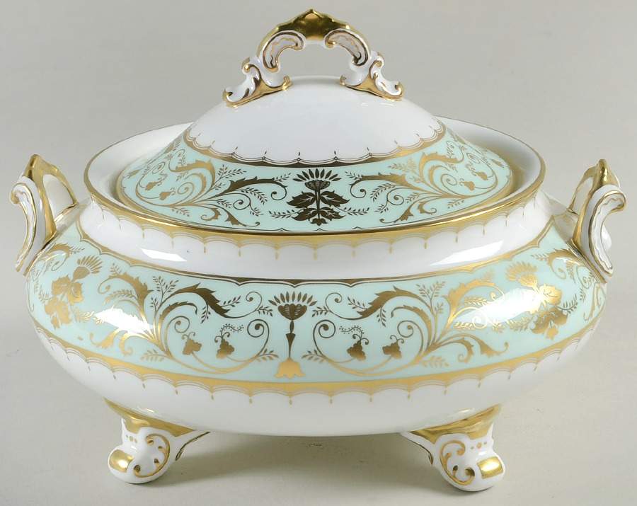 Darley Abbey Harlequin Green Round Covered Vegetable by Royal Crown Derby-1