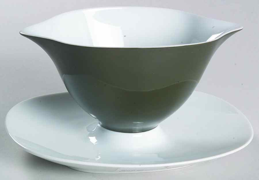 Secunda Olive Green Gravy Boat with Attached Underplate by Rosenthal - Continental-1