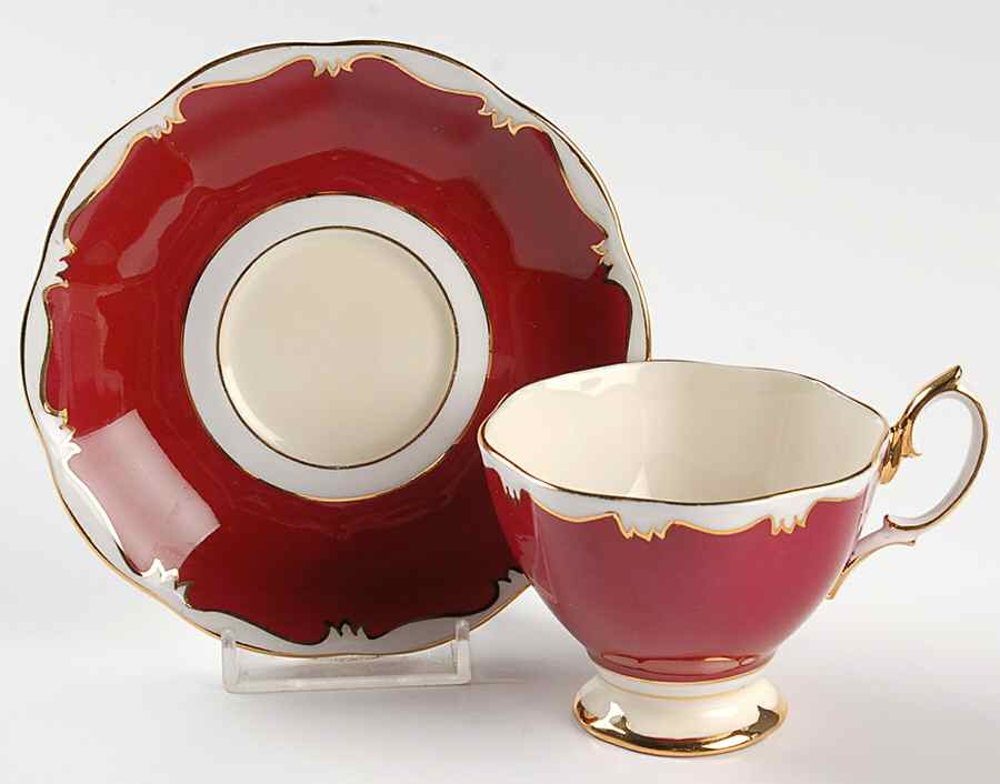 1969 Red Footed Demitasse Cup & Saucer Set by Royal Albert-1