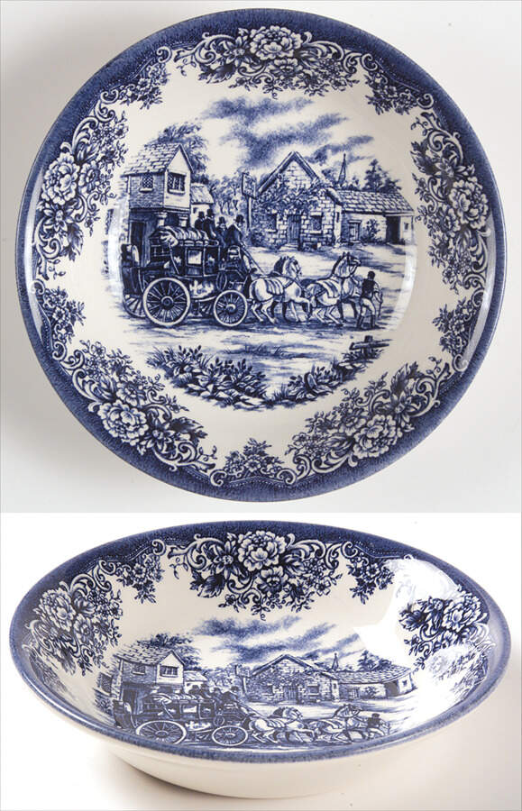 Coaching Scene Blue (Smooth) Coupe Cereal Bowl by Royal Stafford-1