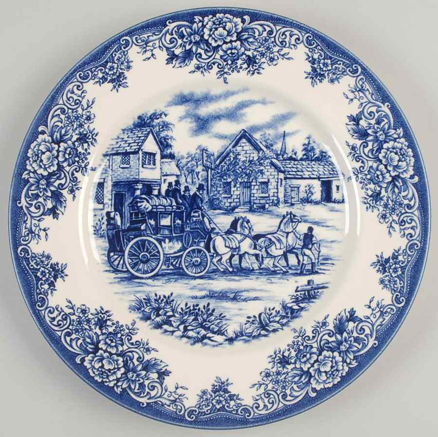 Coaching Scene Blue (Smooth) Dinner Plate by Royal Stafford-1