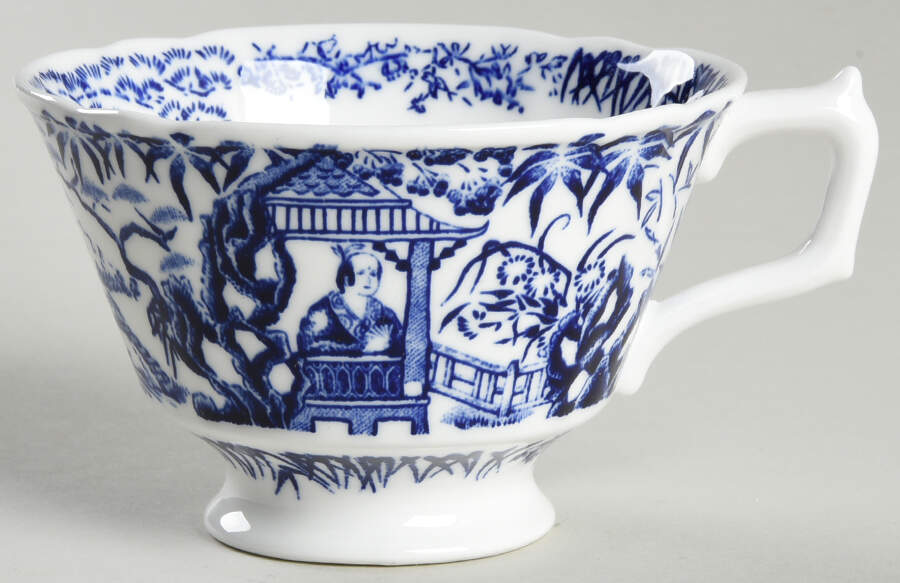 Blue Mikado (No Trim) Footed Cup by Royal Crown Derby-1