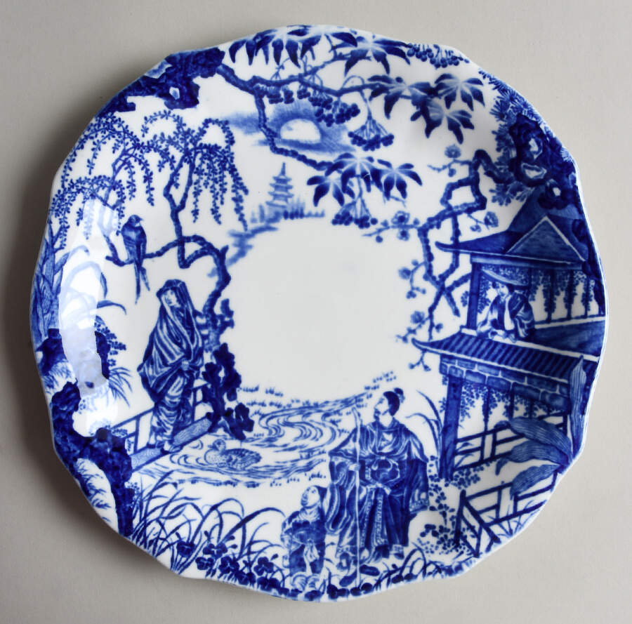 Blue Mikado (No Trim) Cake Plate by Royal Crown Derby-1
