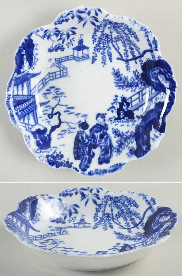 Blue Mikado (No Trim) 5" Round Sweet Meat Dish by Royal Crown Derby-1