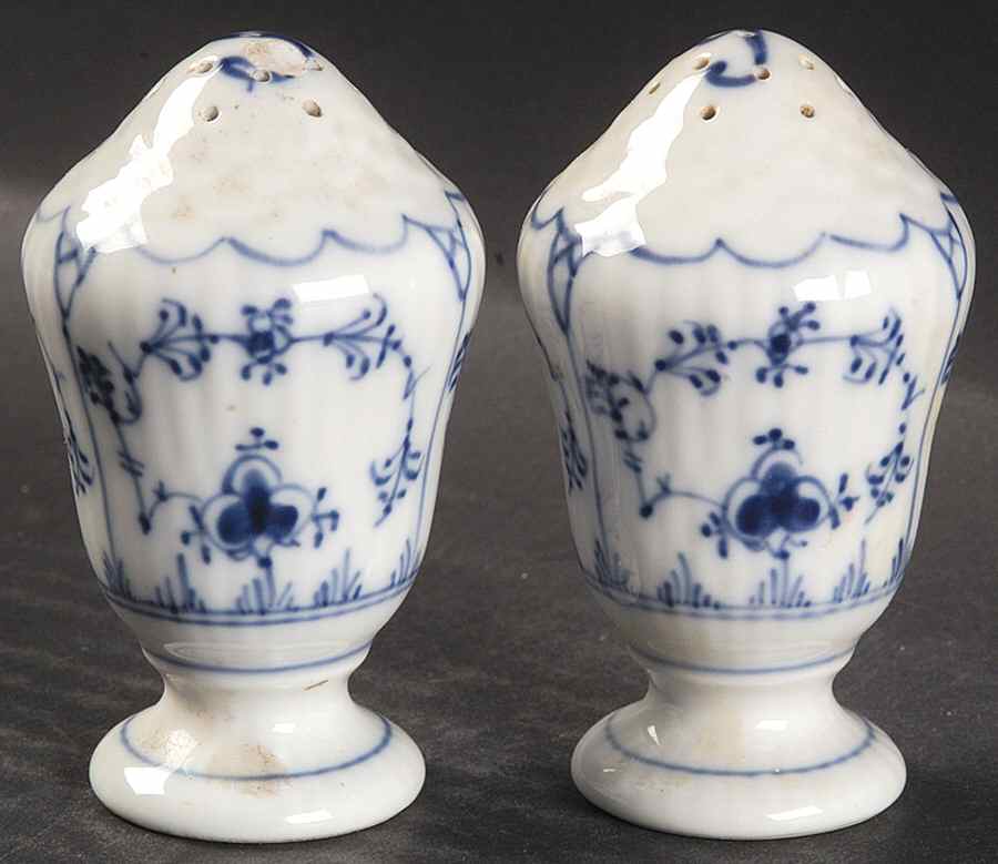 Blue Fluted Plain (No Trim) Salt & Pepper Set by Royal Copenhagen-1