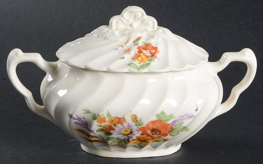 Wheat Sugar Bowl & Lid by Royal (USA)-1