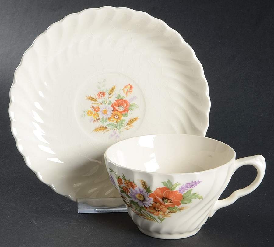 Wheat Flat Cup & Saucer Set by Royal (USA)-1