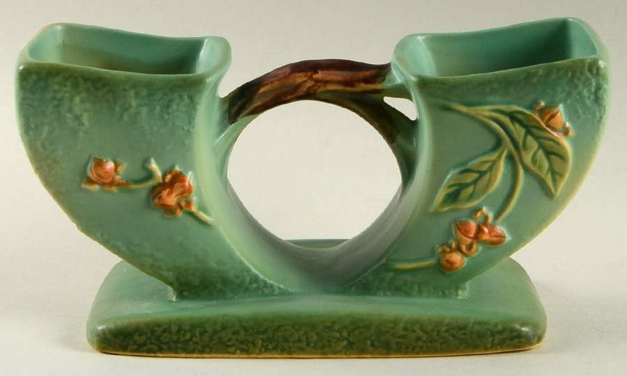 Bittersweet Green Double End Vase by Roseville-1