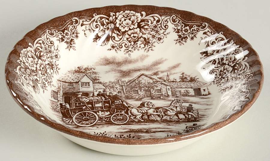 Coaching Scene Brown (Swirl) Coupe Cereal Bowl by Royal Stafford-1