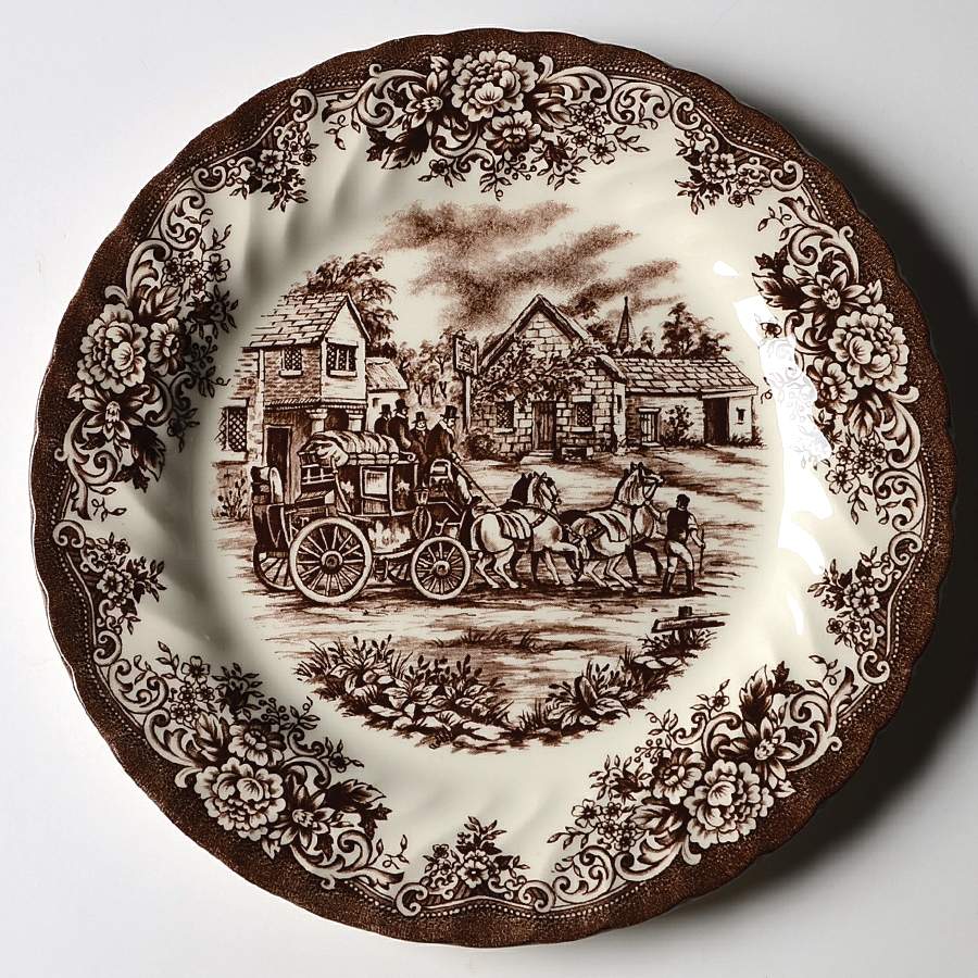 Coaching Scene Brown (Swirl) Salad Plate by Royal Stafford-1
