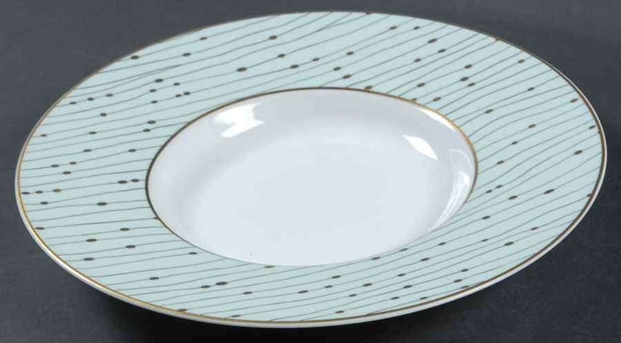 Pluies Green Large Rim Soup Bowl by Raynaud-1