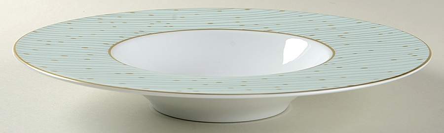 Pluies Green Large Rim Soup Bowl by Raynaud-1