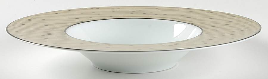 Pluies Beige Large Rim Soup Bowl by Raynaud-1