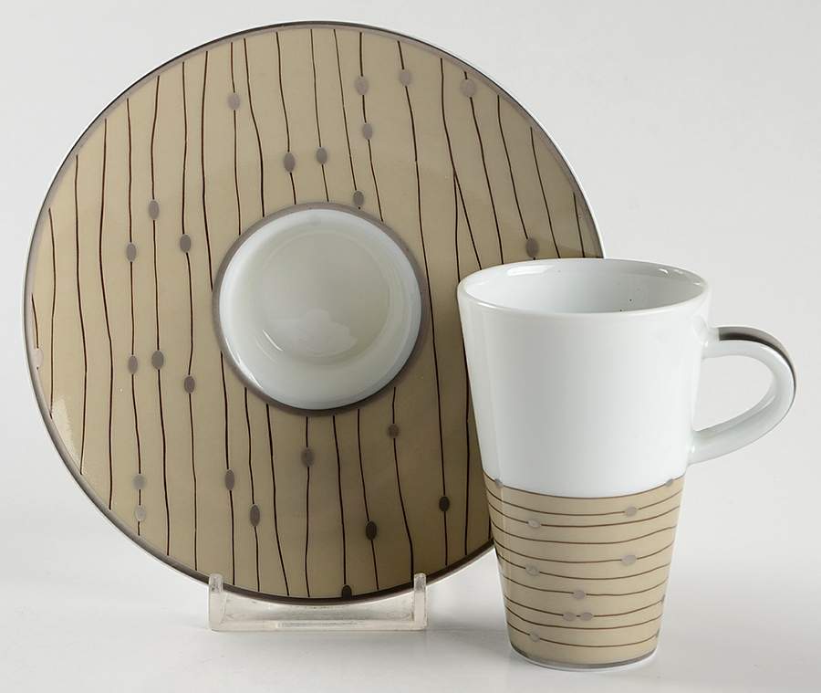 Pluies Beige Espresso Cup and Saucer Set by Raynaud-1
