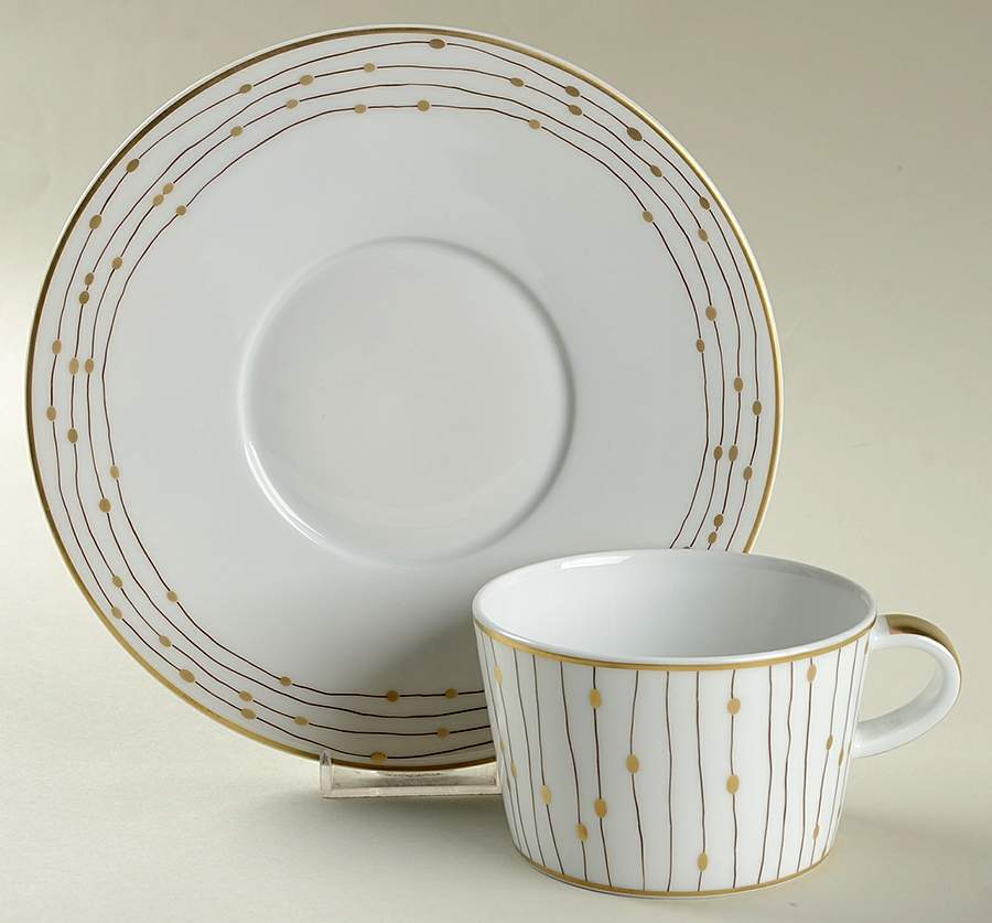 Pluies Gold Flat Cup & Saucer Set by Raynaud-1