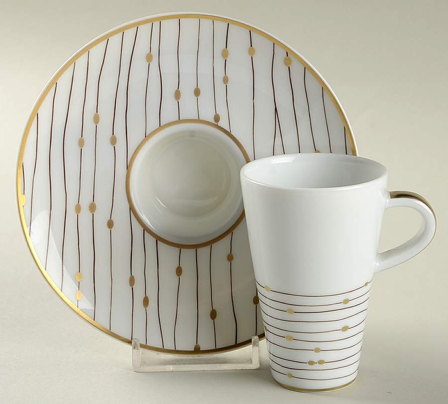 Pluies Gold Espresso Cup and Saucer Set by Raynaud-1