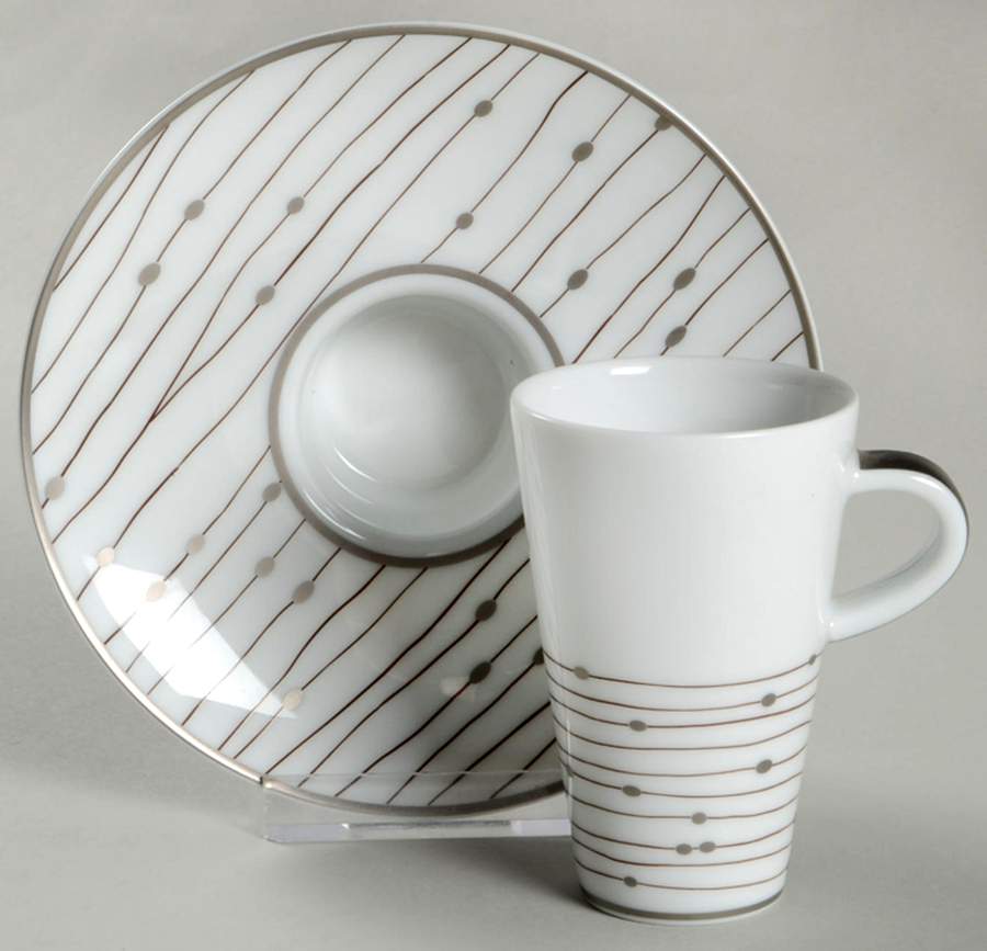 Pluies Platinum Espresso Cup and Saucer Set by Raynaud-1