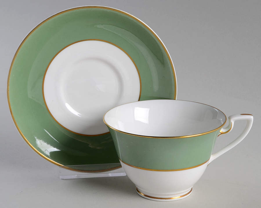 Asprey Sage Green Footed Cup & Saucer Set by Royal Worcester-1