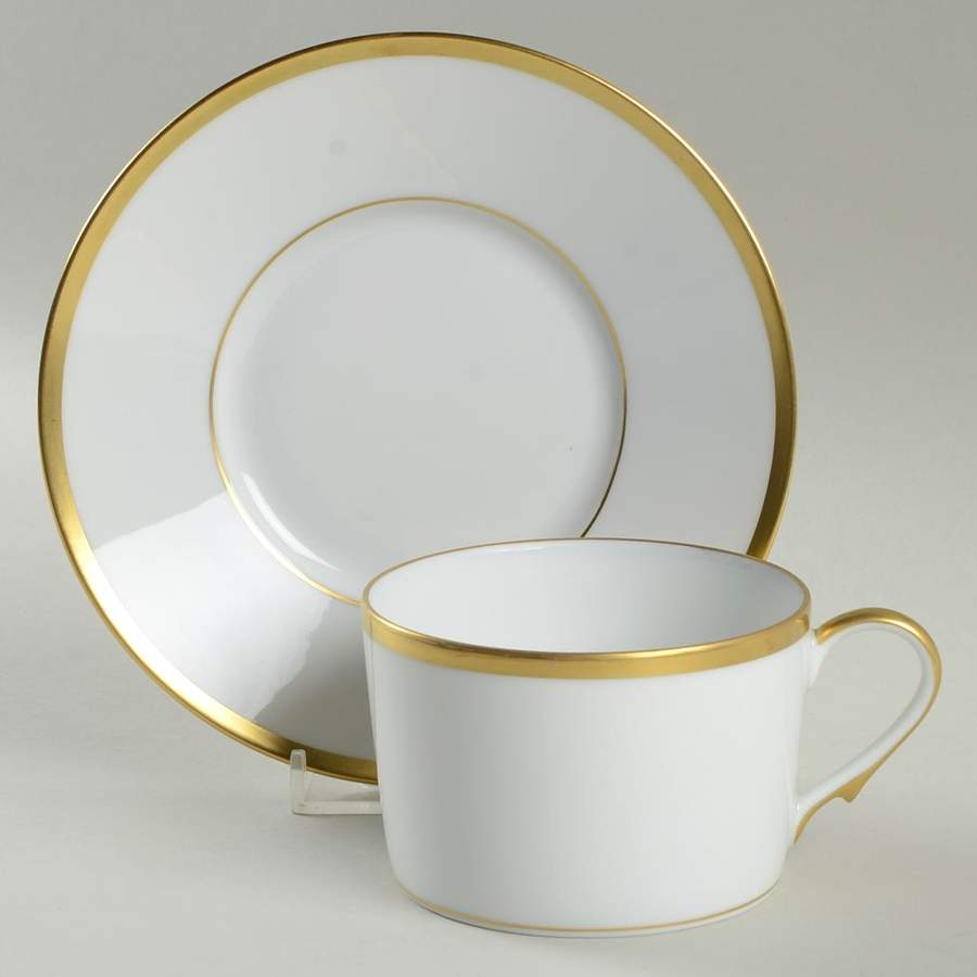 Fontainebleau Gold (No Verge) Flat Cup & Saucer Set by Raynaud-1