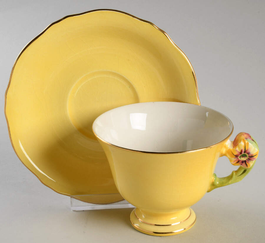 Petunia (Yellow) Footed Cup & Saucer Set by Royal Winton-1