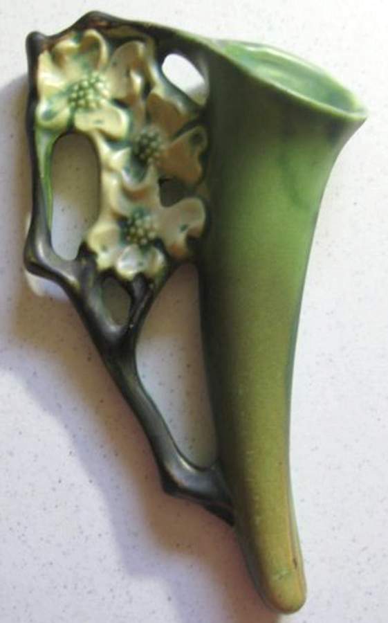 Dogwood II Green (Smooth) 10" Wall Pocket Vase by Roseville-1