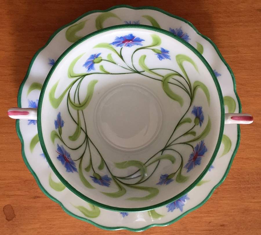 Rxb8 Footed Cream Soup Bowl & Saucer Set by Richard Briggs-1