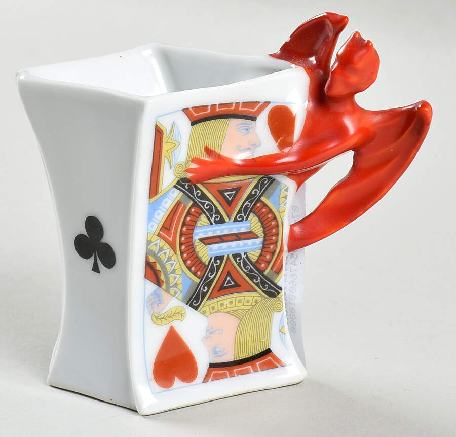 Devil and Cards Toothpick Holder by Royal Bayreuth-1