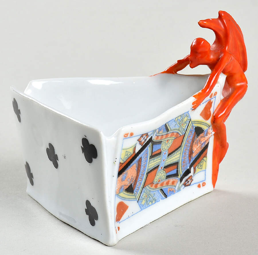 Devil and Cards Open Sugar Bowl by Royal Bayreuth-1