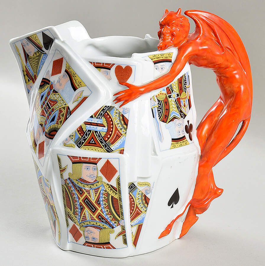 Devil and Cards Pitcher by Royal Bayreuth-1