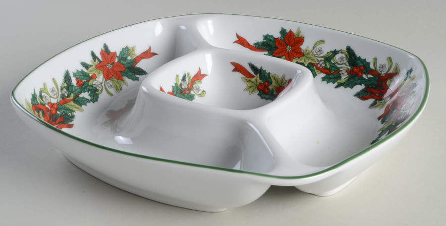 Holly Ribbons Garland 1 Piece Chip & Dip by Royal Worcester-1