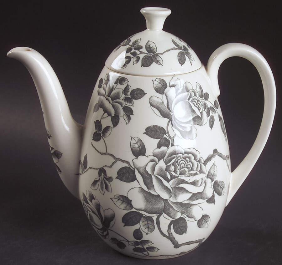 Shadow Rose (Gray) Coffee Pot & Lid by Ridgway (Ridgways)-1