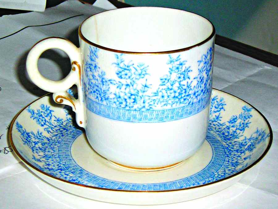 W3652 Blue Flat Cup & Saucer Set by Royal Worcester-1